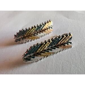 SU Milor 925 Sterling Silver Tri-Color Chevron Earrings Women Vintage Italy